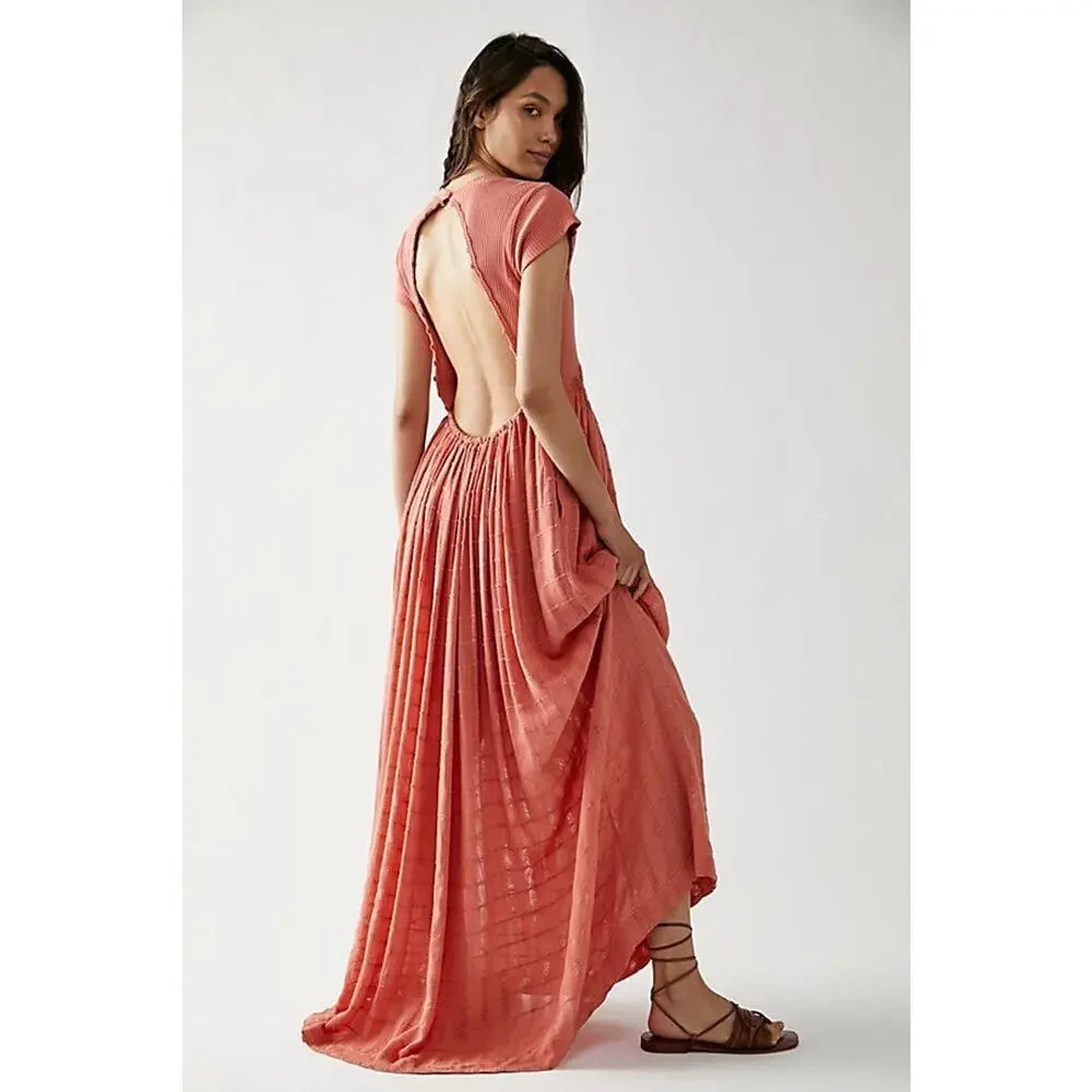 New Free People Serenity Maxi Dress $168 X-SMALL Peach BOHO-CHIC